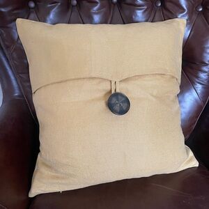 Pottery Barn Tan Accent Pillow with Button Detail